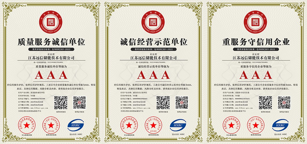 XPJ储能下属子公司获评“3A级信用企业”等多项证书